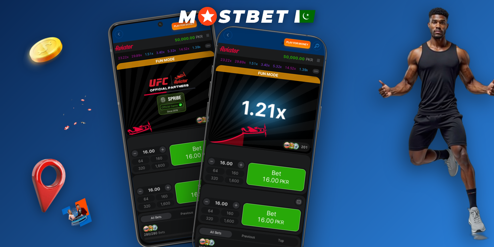 Mostbet Aviator dual bet panels with PKR stakes and auto-cashout toggles active