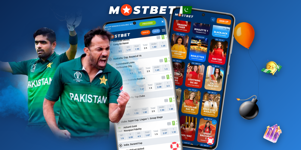 Mostbet online mobile app displayed on Android and iPhone with sports and slots