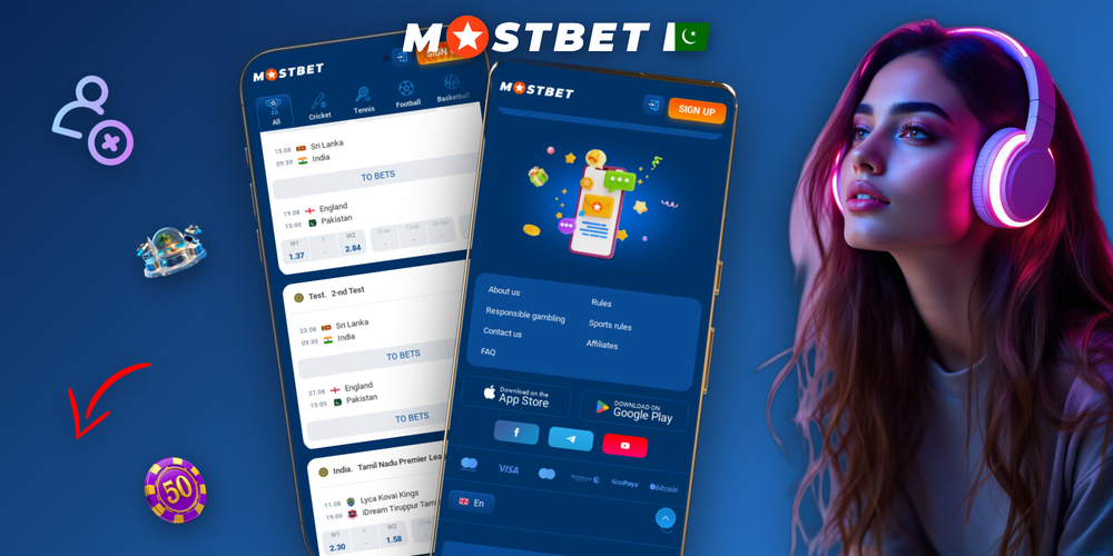 Mostbet mobile app screens showing sports live feed casino and cashier with JazzCash and Easypaisa