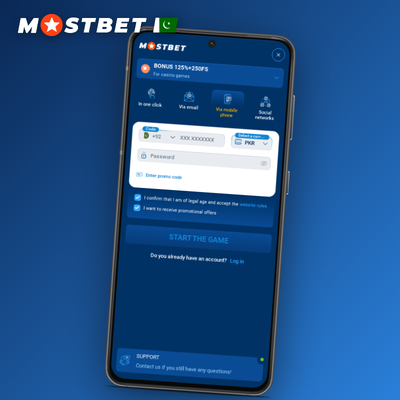 One-click Mostbet sign up method icon for instant Pakistan account creation