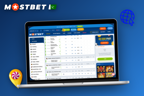 Mostbet for PC login window with auto-update bar on a laptop screen